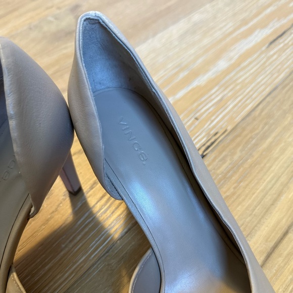 Women’s VINCE Tiana Point Toe Leather Pumps in Cappucino - Picture 5 of 9